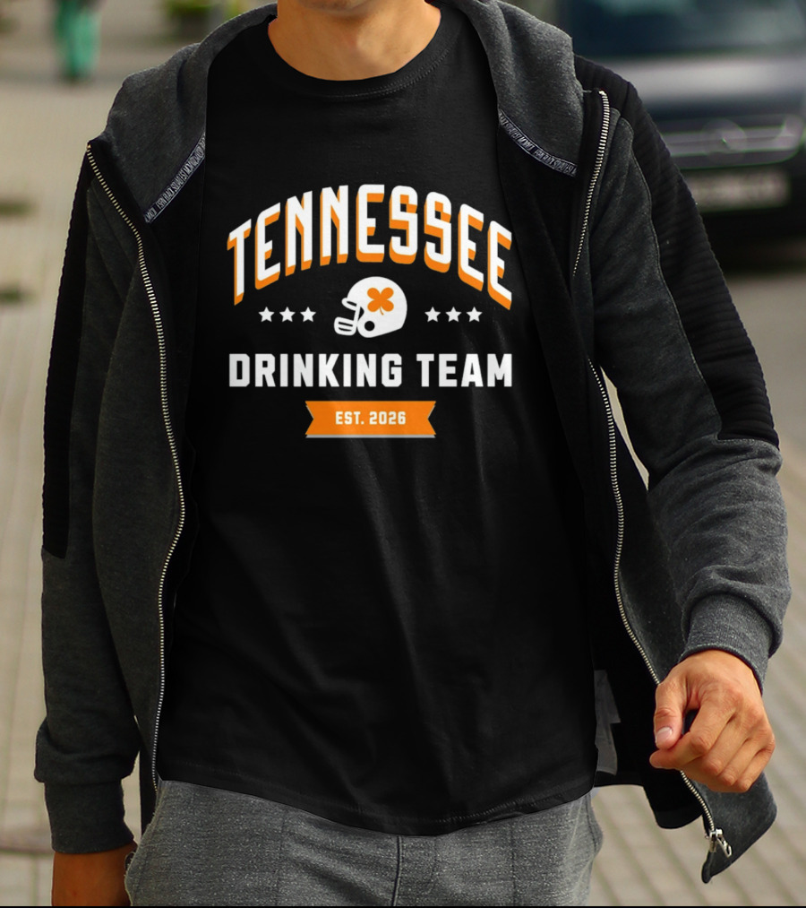 Tennessee Drinking Team St. Patrick's Day Est. 2026 Football Helmet Clover Stars T-Shirt