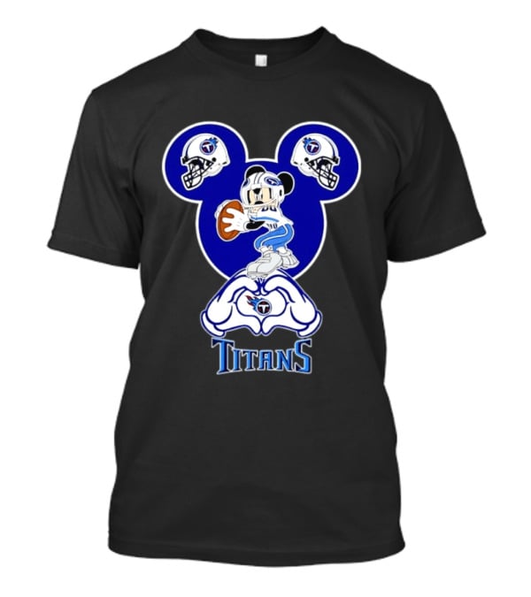 Tennessee Titans Mickey Mouse Football Heart Hands T-Shirt