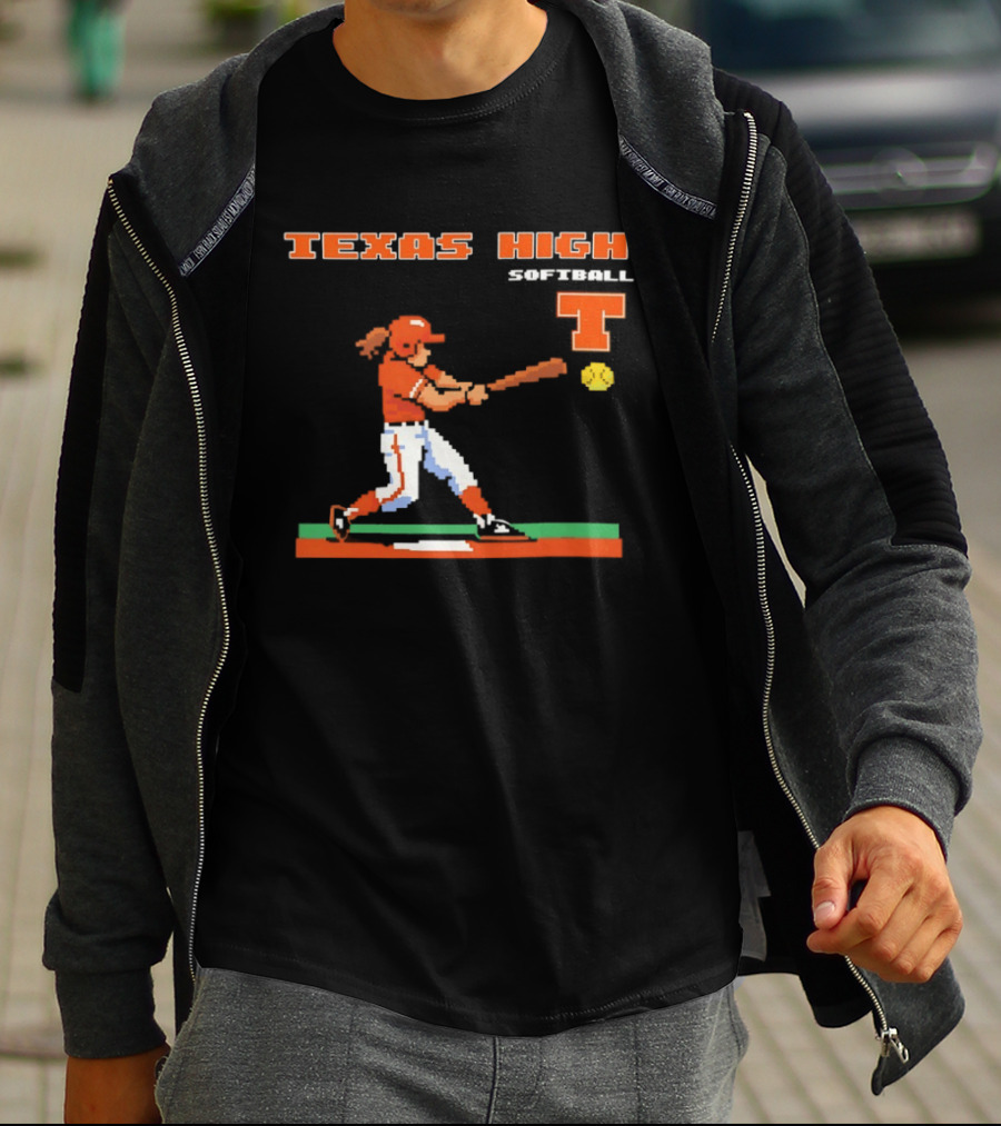 Texas High Softball Player Pixel Art T T-Shirt
