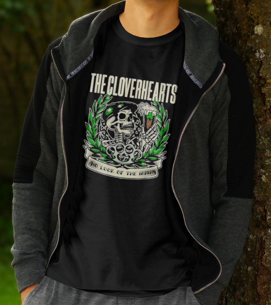 The Cloverhearts No Luck Of The Irish Skull And Beer Crest T-Shirt