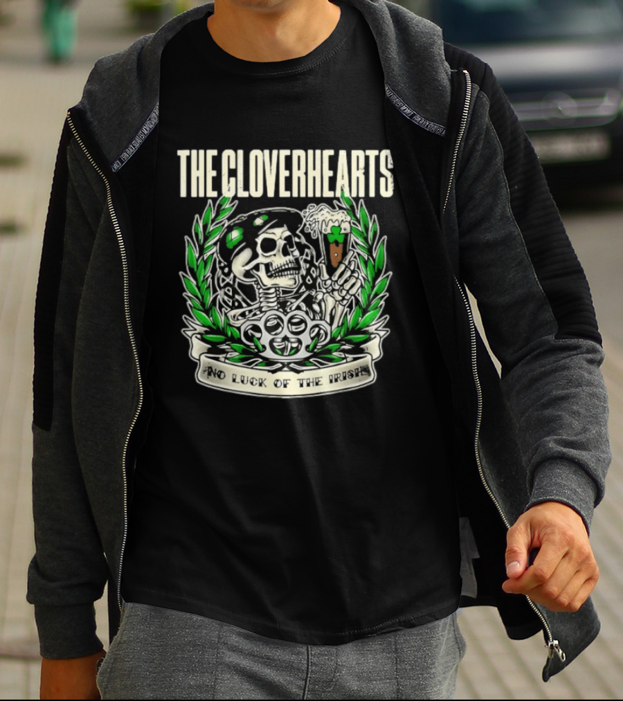 The Cloverhearts No Luck Of The Irish Skull And Beer Crest T-Shirt