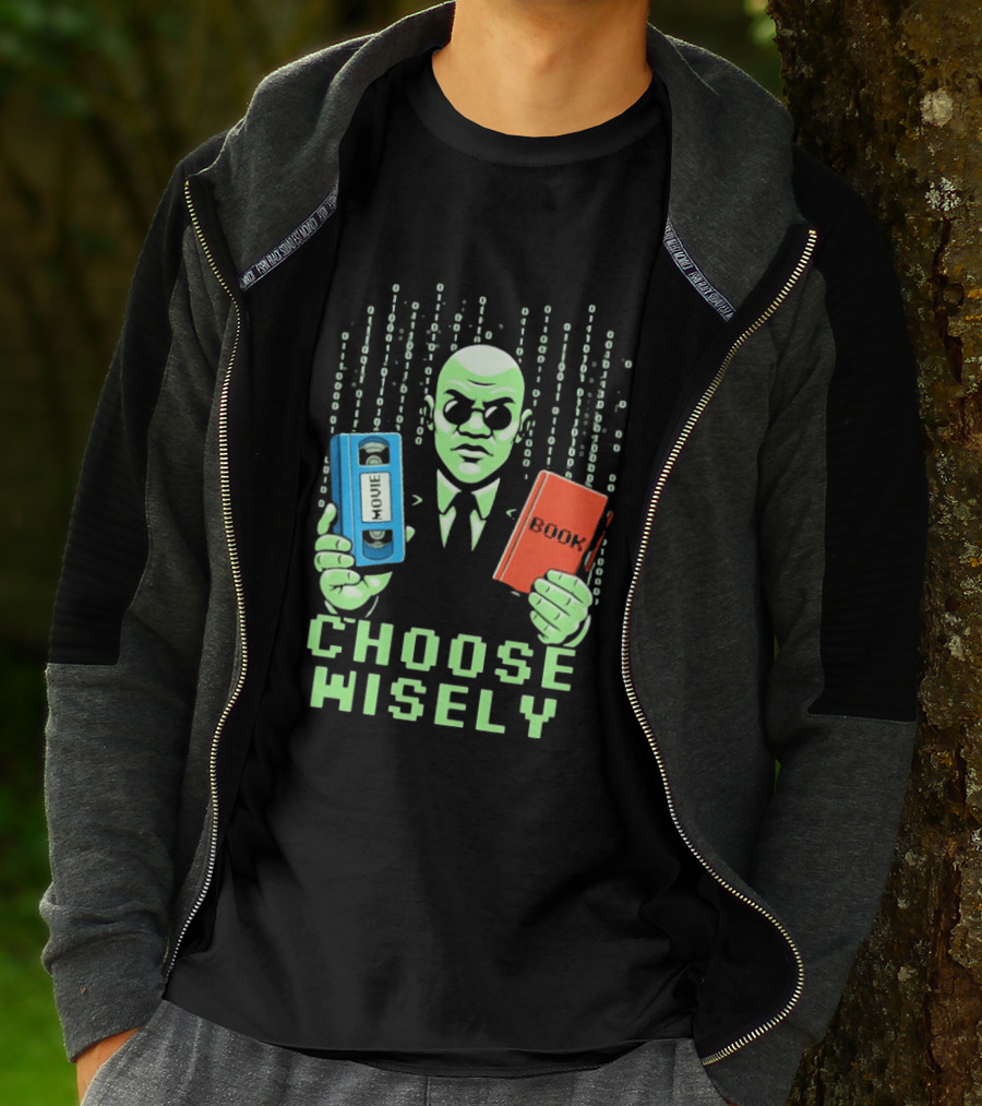 Matrix Choose Wisely Movie VHS Or Book Decision T-Shirt