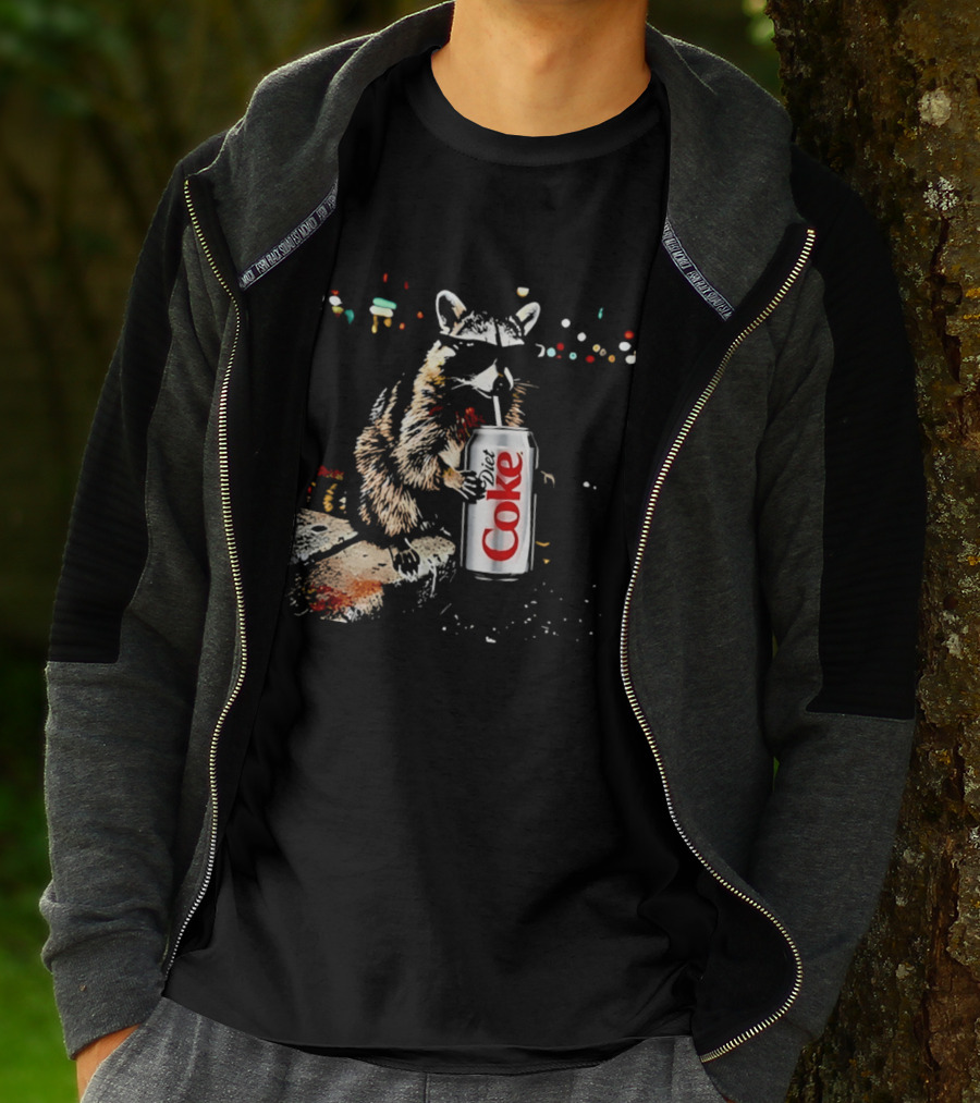 Three Raccoons Holding Diet Coke Can T-Shirt