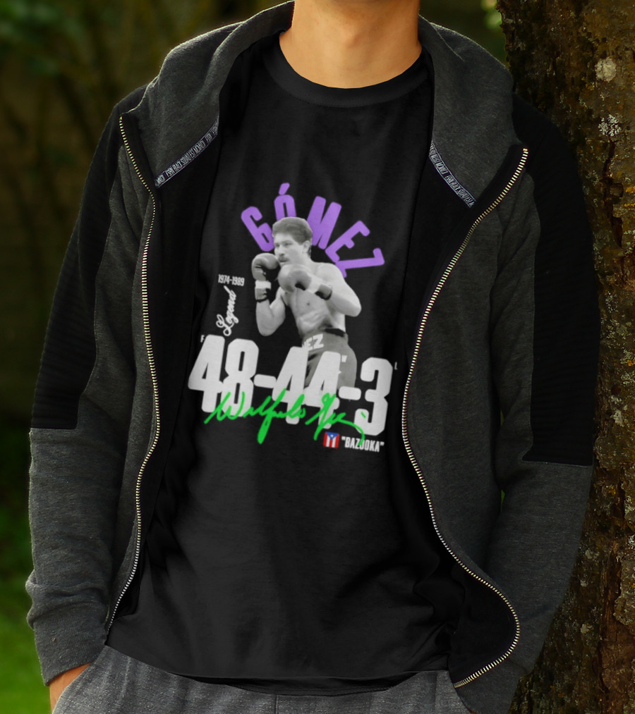 Wilfredo Gómez Bazooka Legend 48 44 3 Record 1973 1990 Puerto Rico Flag T-Shirt