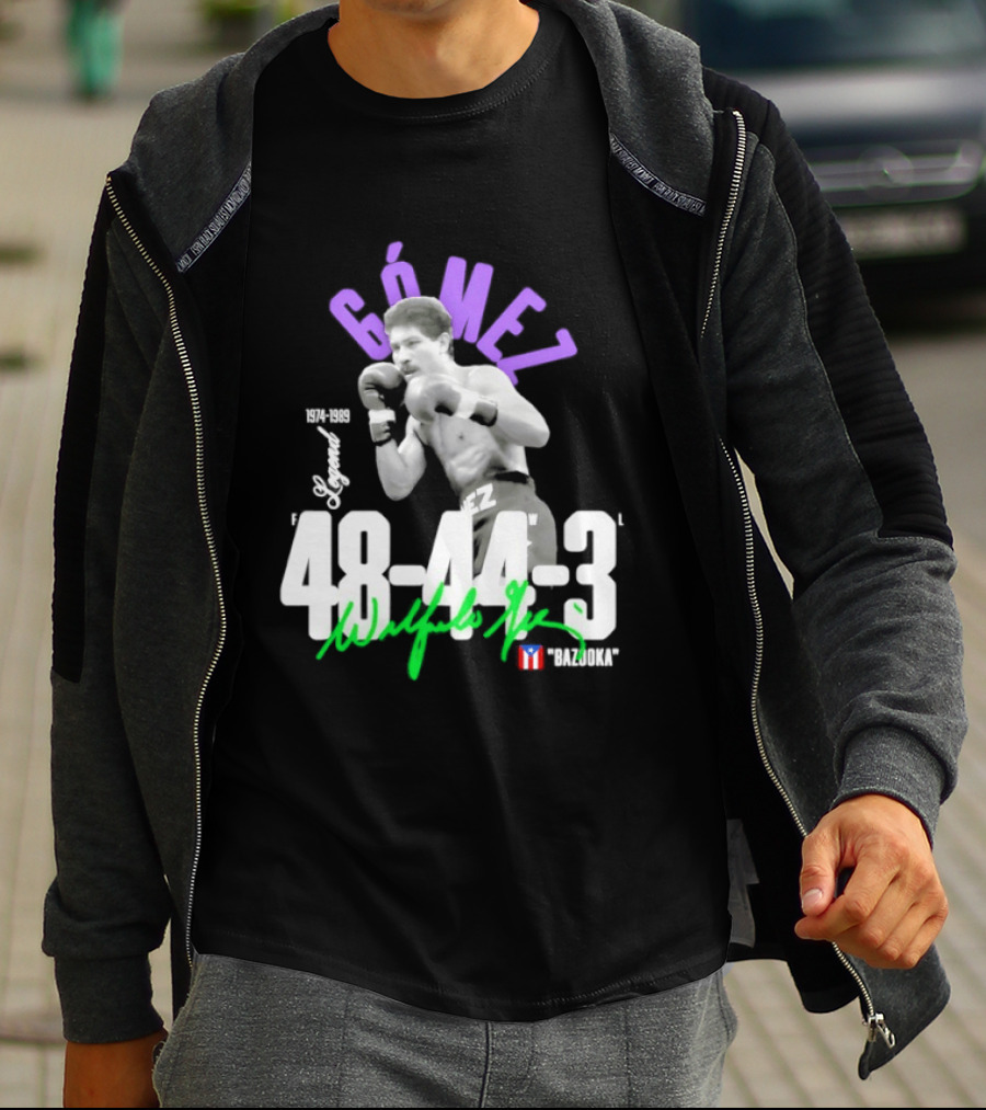 Wilfredo Gómez Bazooka Legend 48 44 3 Record 1973 1990 Puerto Rico Flag T-Shirt