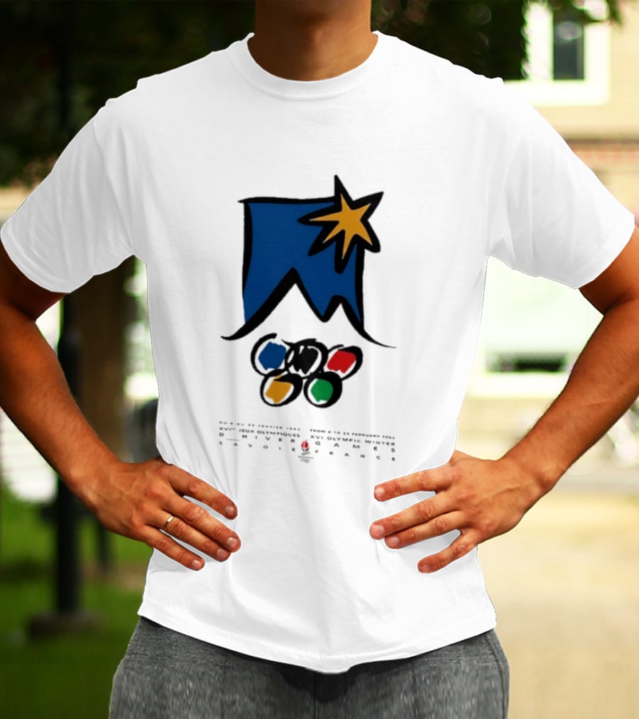 1992 Albertville Winter Olympics Star Emblem And Rings T-Shirt