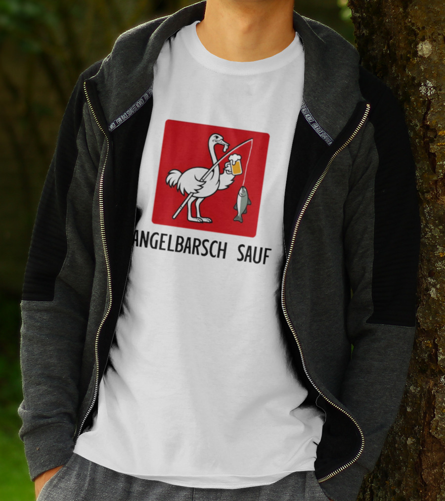 Angelbarsch Sauf Pelican Beer Fish Catching Fun T-Shirt