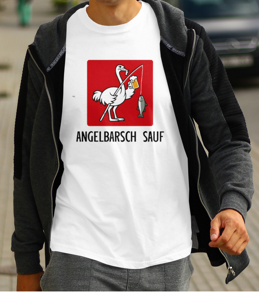 Angelbarsch Sauf Pelican Beer Fish Catching Fun T-Shirt