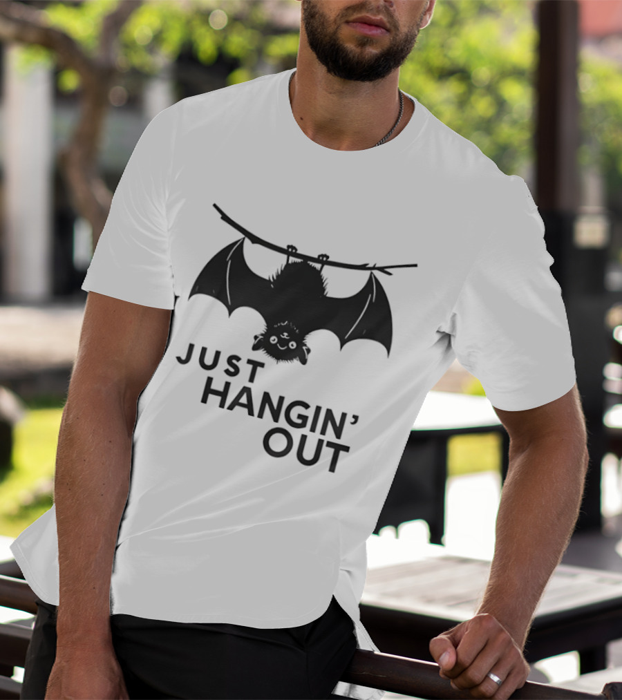 Just Hangin' Out Upside Down Bat Humor T-Shirt