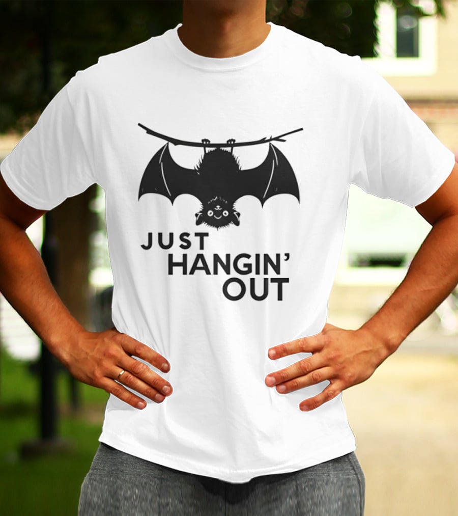 Just Hangin' Out Upside Down Bat Humor T-Shirt