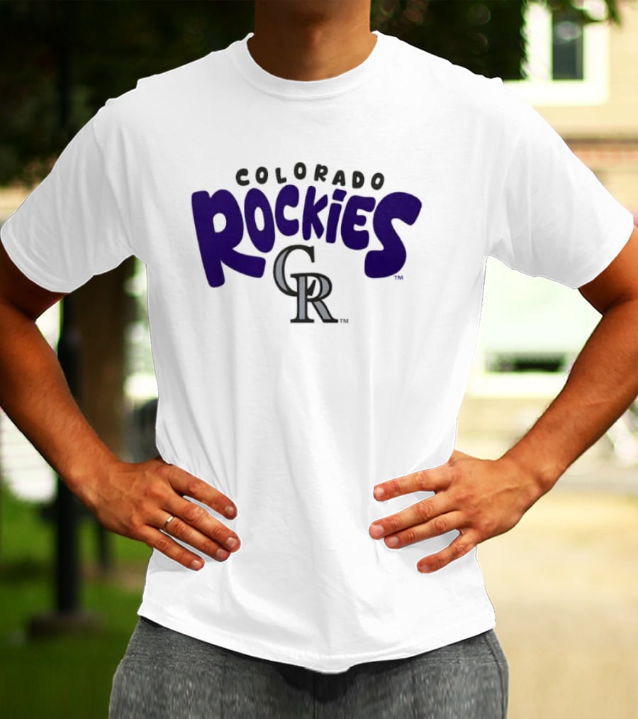 Colorado Rockies Bubble Text Crew Neck T-Shirt
