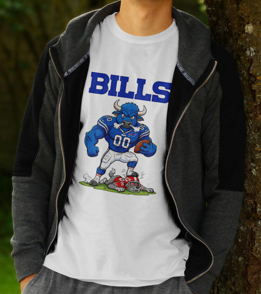 Buffalo Bills Mascot Defeats Kansas City Chiefs Rivalry NFL Football T-Shirt
