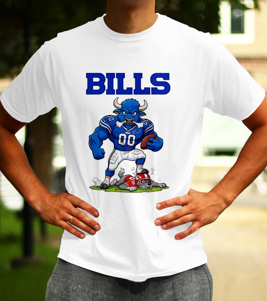 Buffalo Bills Mascot Defeats Kansas City Chiefs Rivalry NFL Football T-Shirt