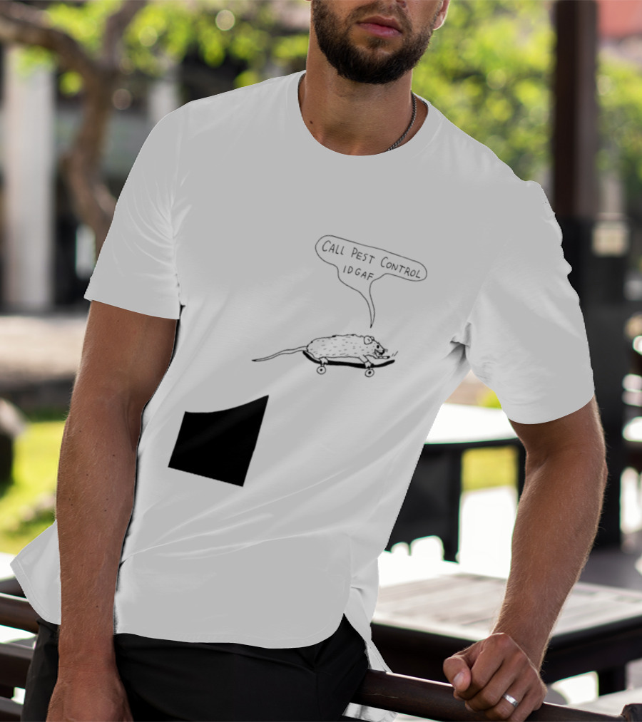 Call Pest Control IDGAF Rat On Skateboard T-Shirt