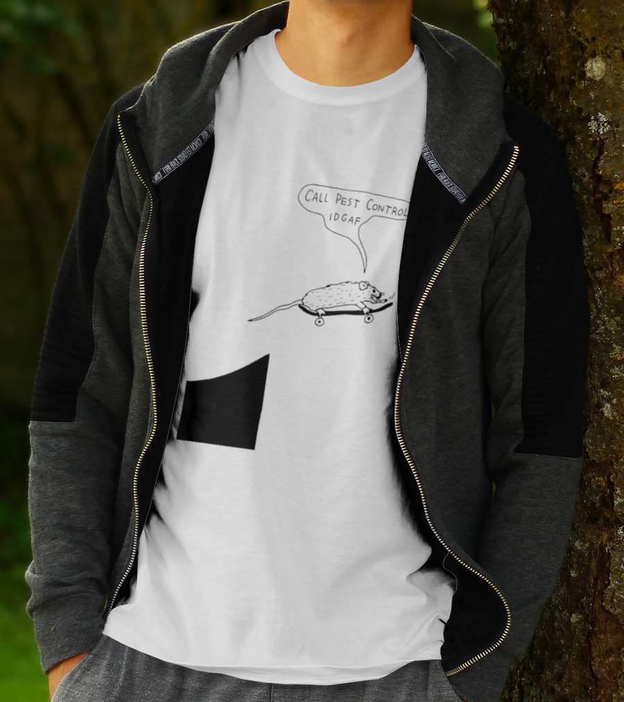 Call Pest Control IDGAF Rat On Skateboard T-Shirt