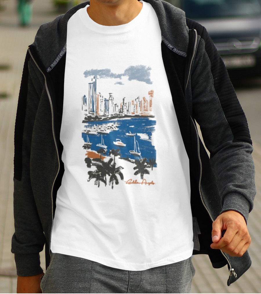 Golden Angels The Bay Yacht Club Scenic Skyline Waterfront T-Shirt