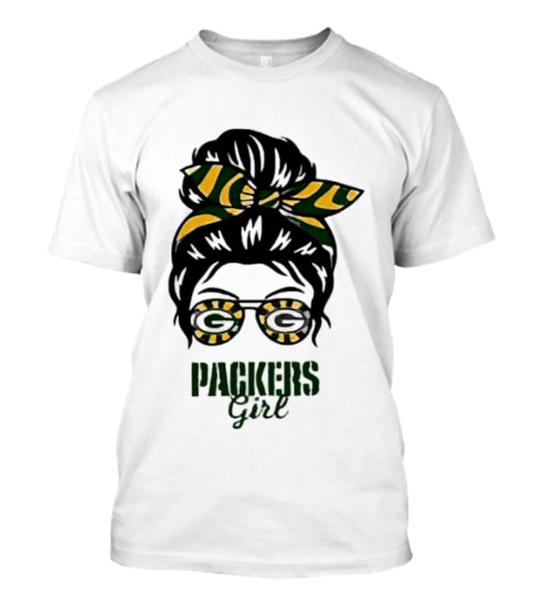 Green Bay Packers Girl Messy Bun Style 2026 T-Shirt
