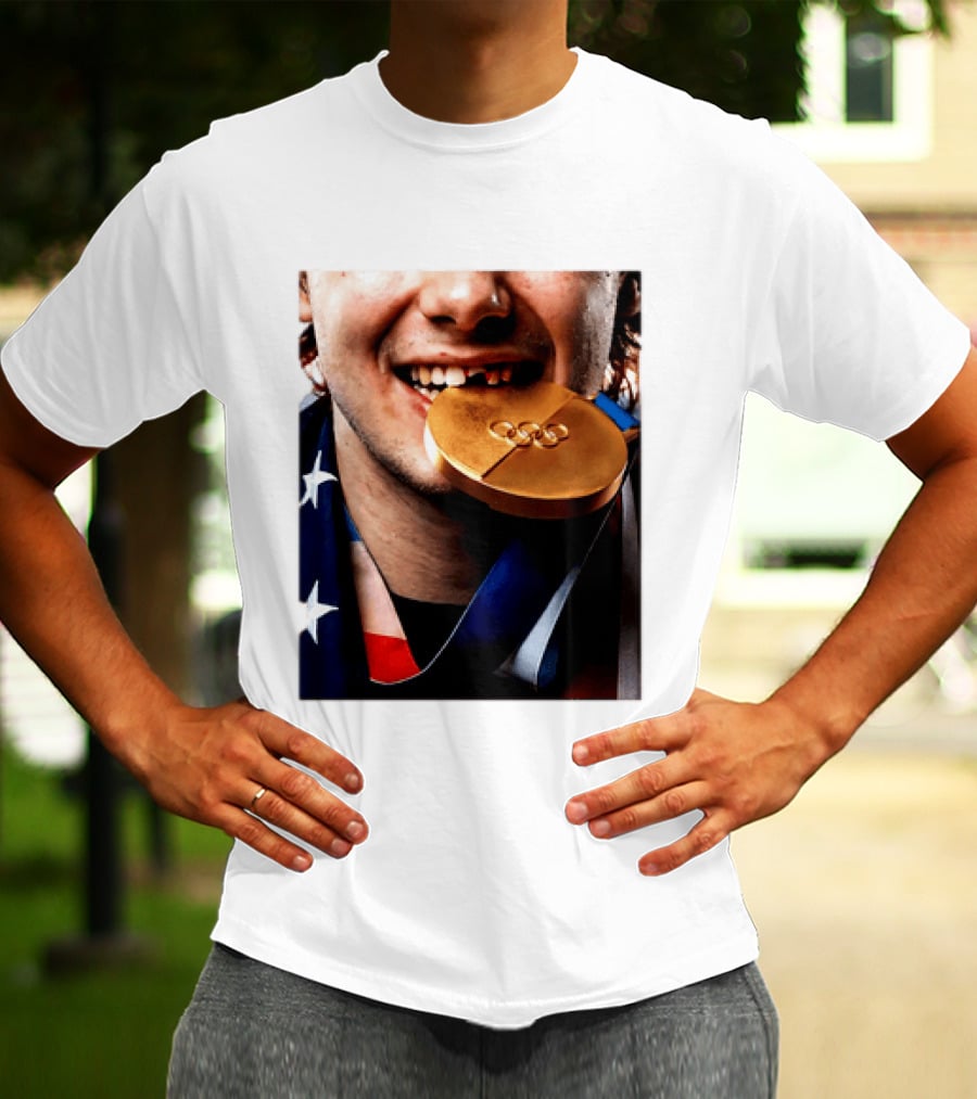 Jack Hughes Teeth Gold Medal 2026 Milano Cortina Winter Olympics T-Shirt