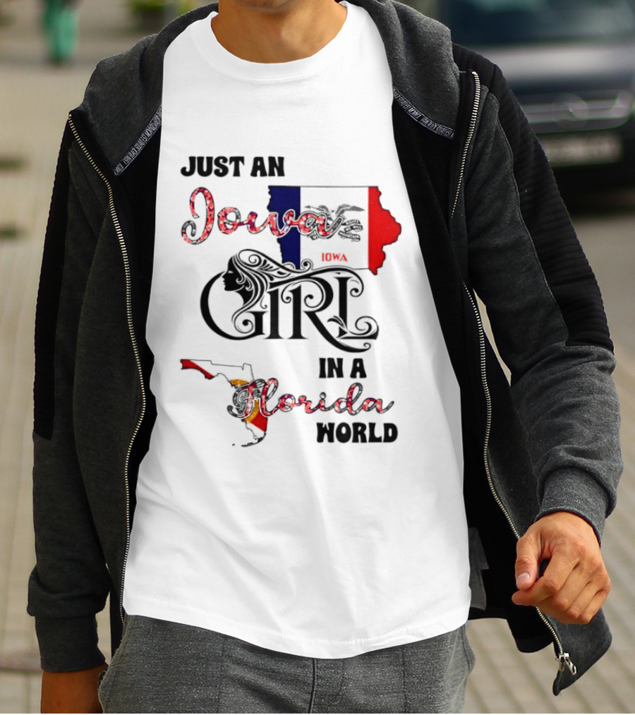 Just An Iowa Girl In A Florida World Map Highlight T-Shirt