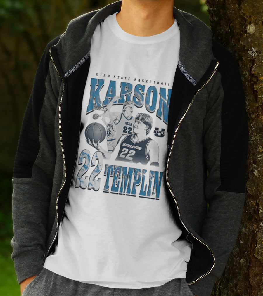 Utah State Basketball Karson Templin 22 Utah State Aggies T-Shirt
