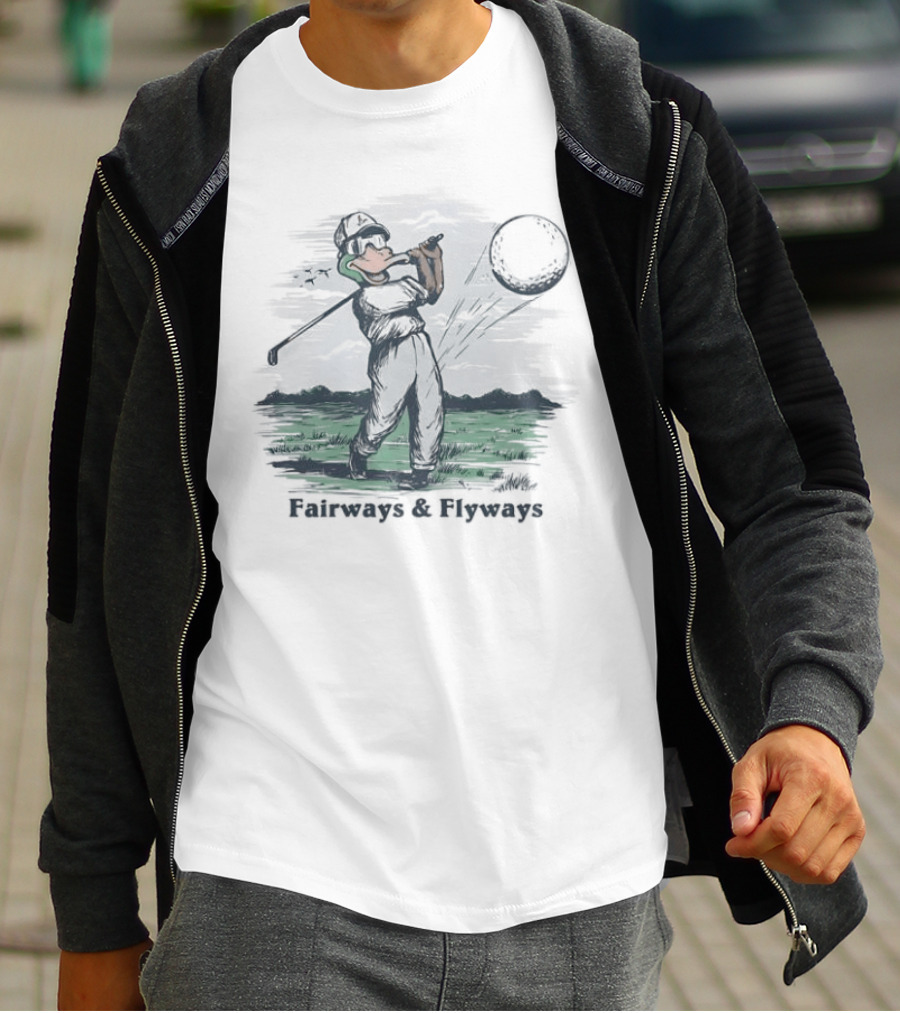 Mallard Duck Golf Swing Fairways And Flyways Moonlit Scene T-Shirt