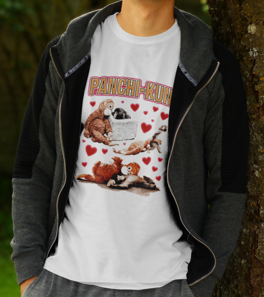 Panchi Kun Monkey Plush Love Hearts T-Shirt