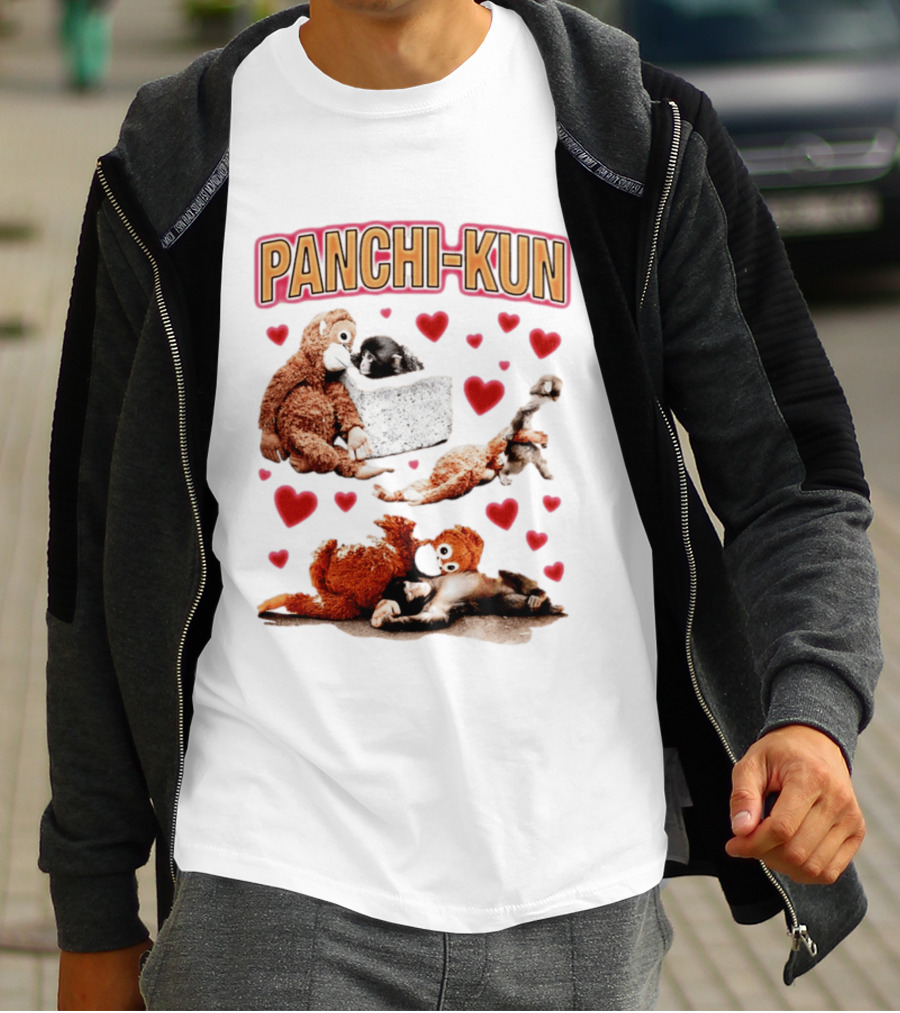 Panchi Kun Monkey Plush Love Hearts T-Shirt