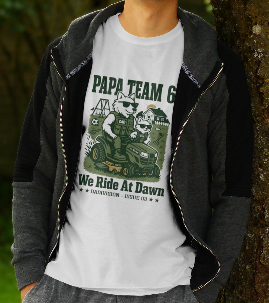 Papa Team 6 We Ride At Dawn Dadvision Issue 03 Wolf Soldier T-Shirt