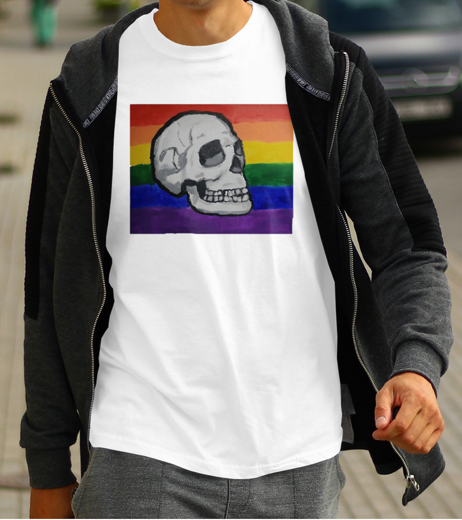 Pride Skull LGBT Rainbow Flag T-Shirt
