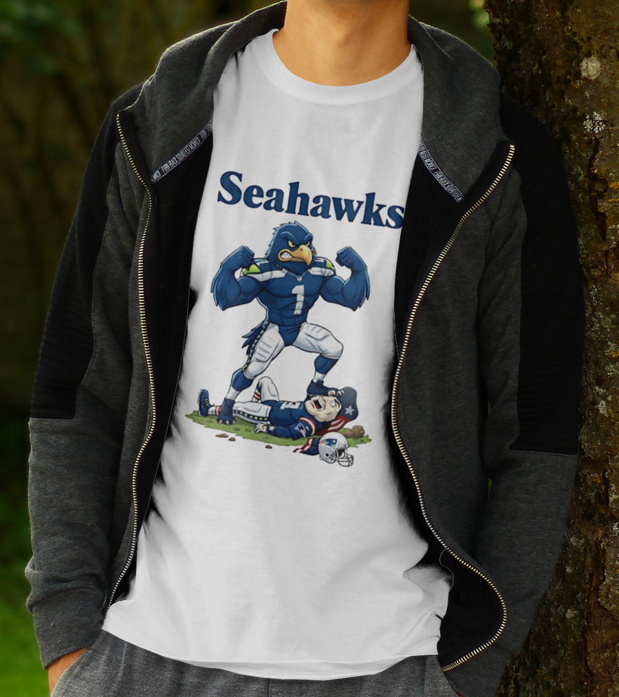 Seahawks Vs Patriots Rivalry Cartoon Victory T-Shirt