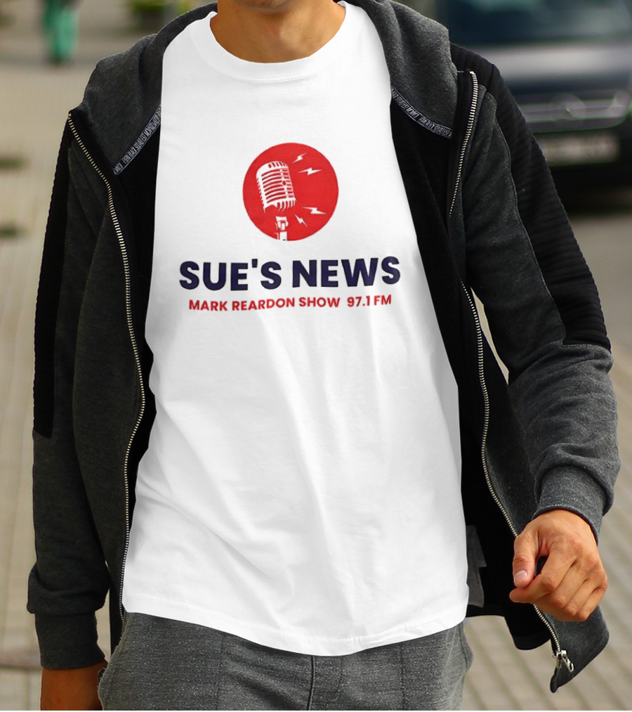 Sue's News Mark Reardon Show 97.1 FM Red Microphone T-Shirt