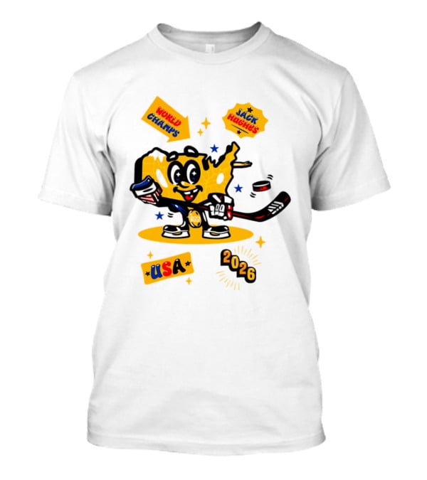USA Hero Jack Hughes 2026 World Champs Hockey T-Shirt