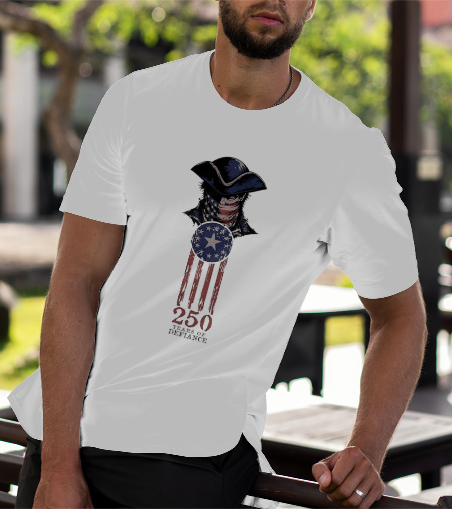 America 250 Years Of Defiance 1776 Patriot Hat And Stars T-Shirt