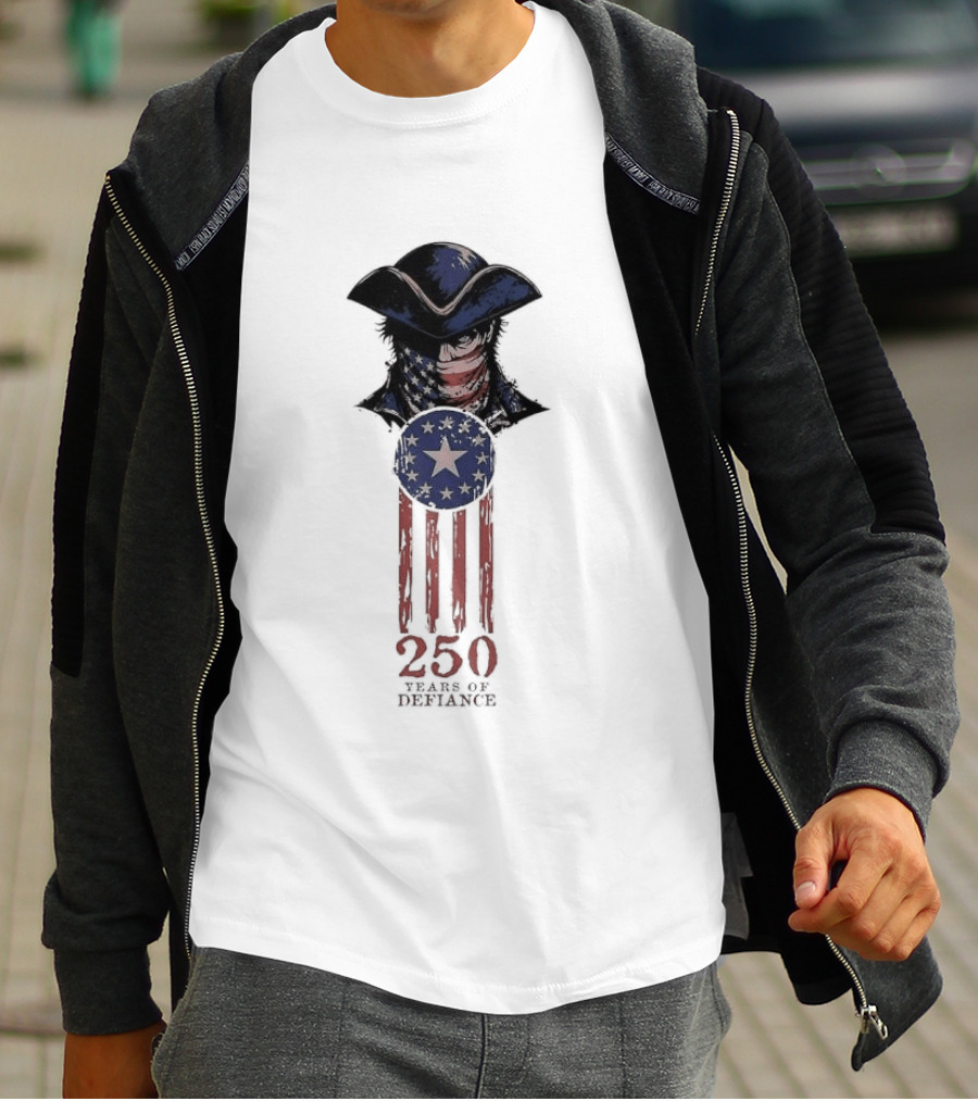 America 250 Years Of Defiance 1776 Patriot Hat And Stars T-Shirt