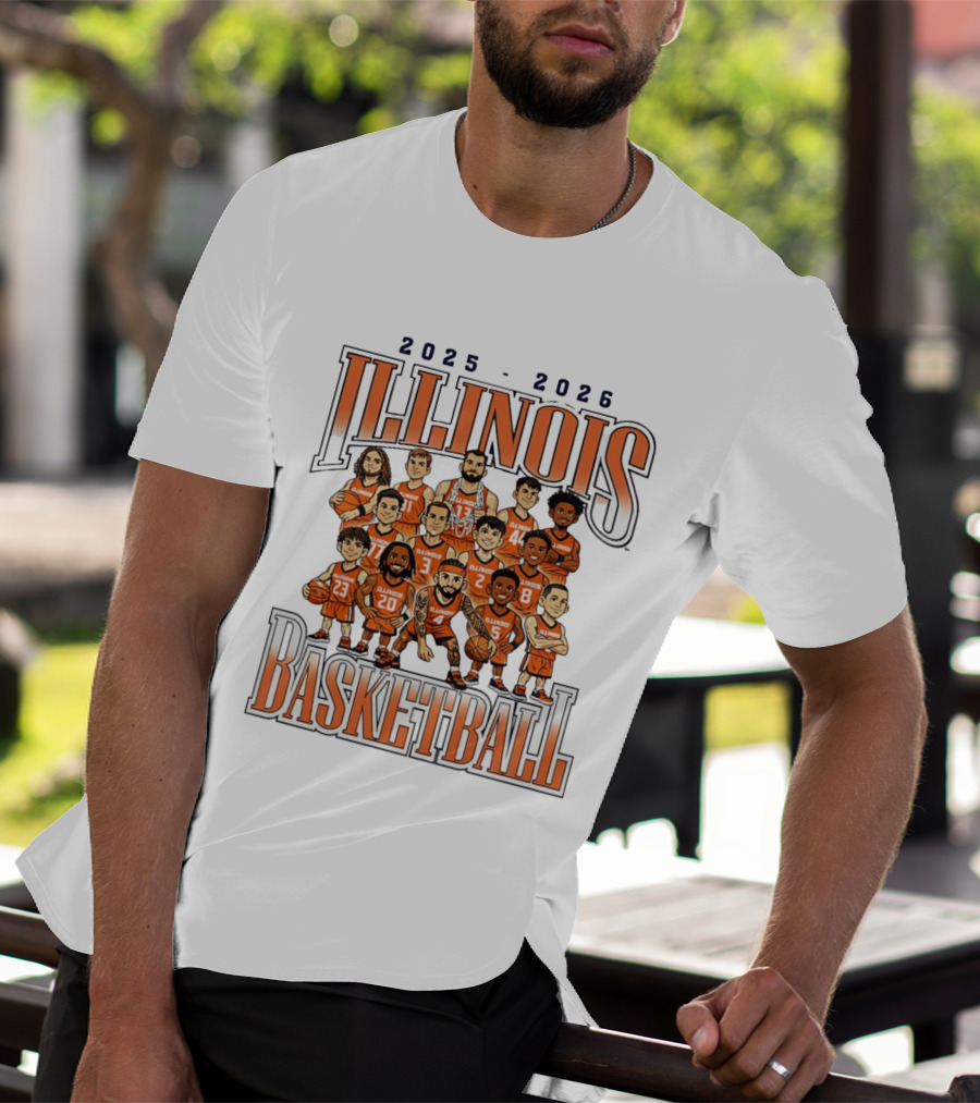2025 2026 Illinois Basketball Team Caricature T-Shirt