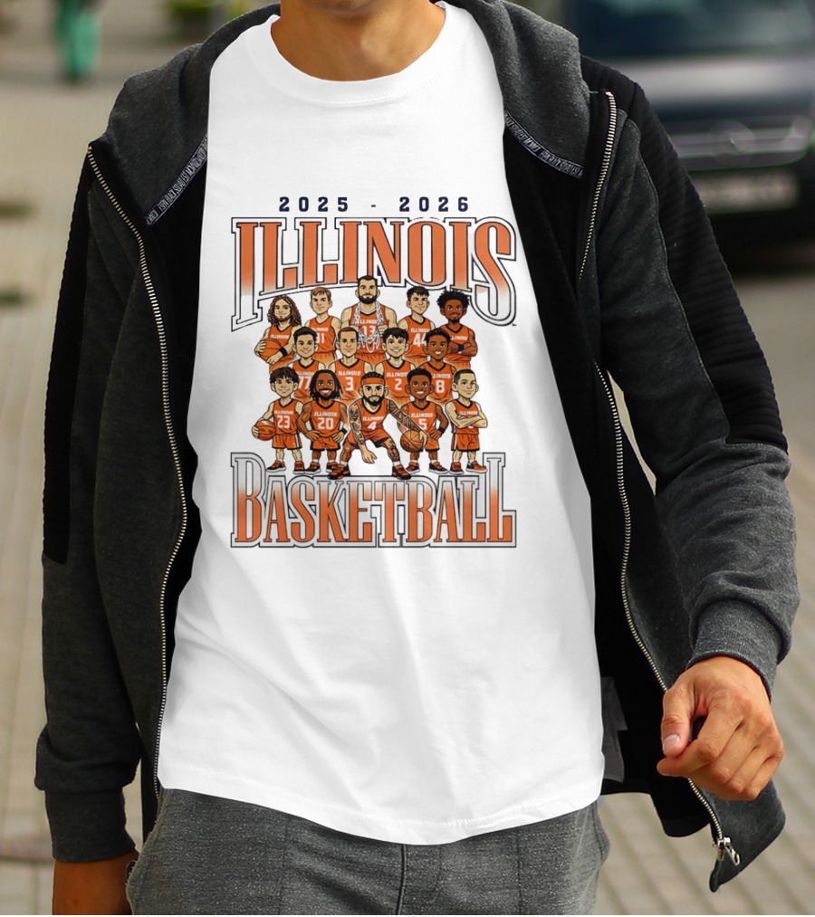 2025 2026 Illinois Basketball Team Caricature T-Shirt