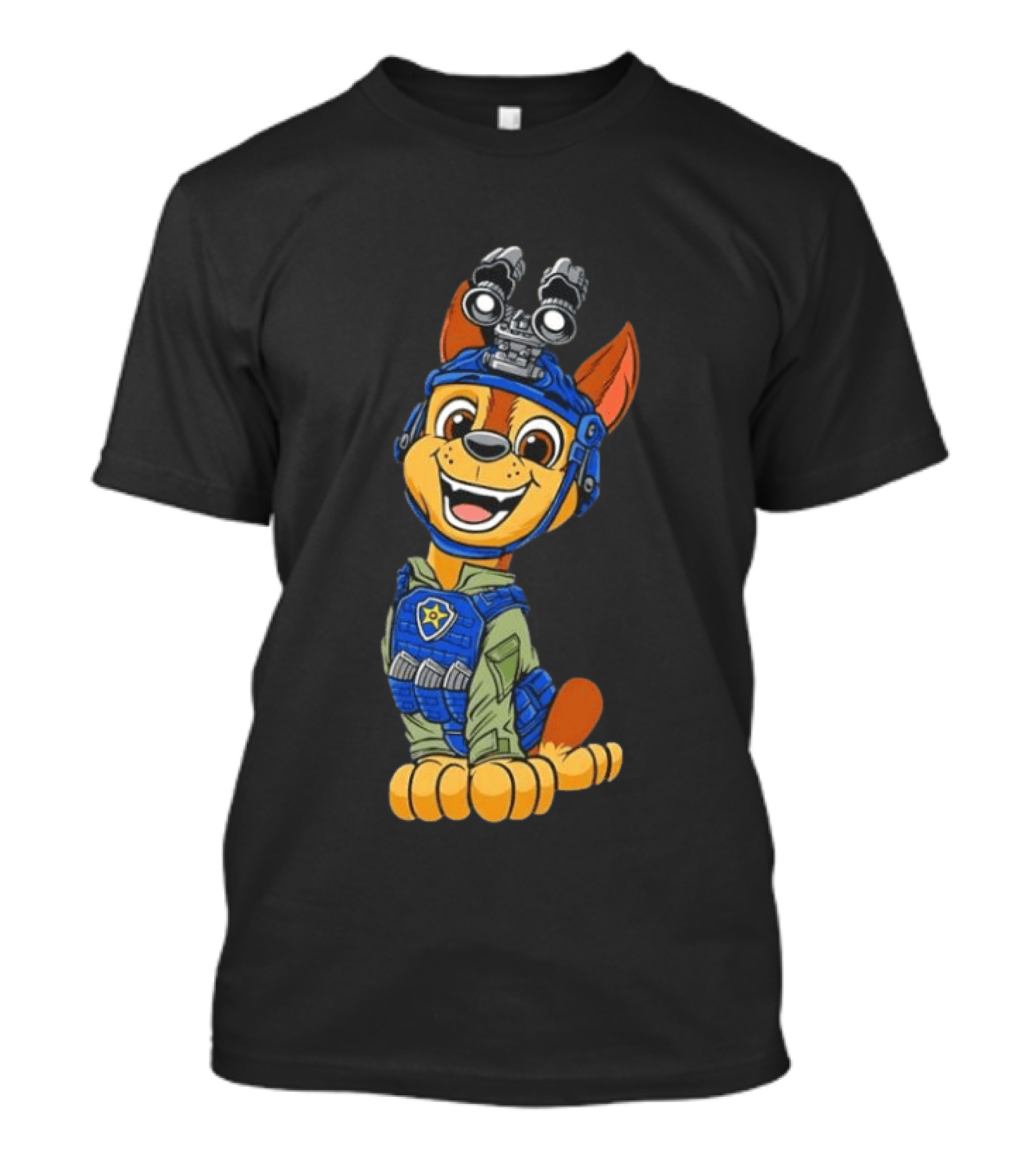 Chase Paw Patrol Police Dog Cartoon Character In Tactical Outfit T-Shirt