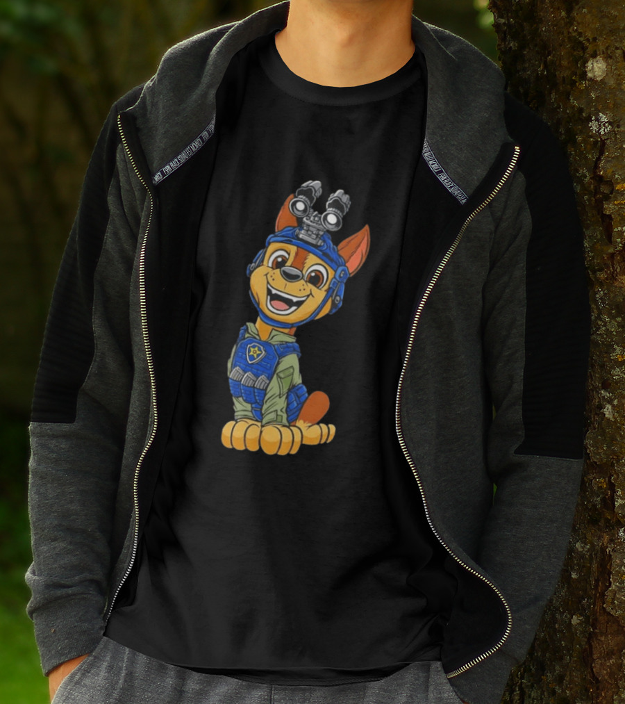 Chase Paw Patrol Police Dog Cartoon Character In Tactical Outfit T-Shirt