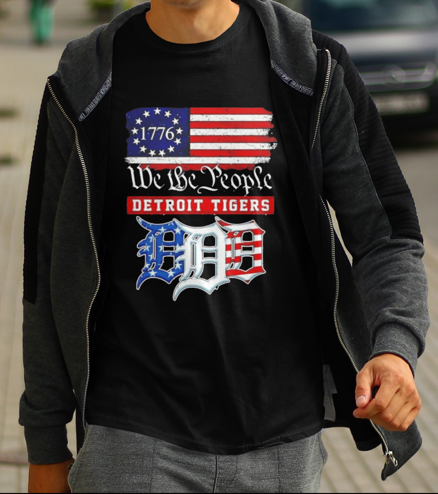 Detroit Tigers MLB 1776 We The People 250th Anniversary American Flag USA Baseball T-Shirt