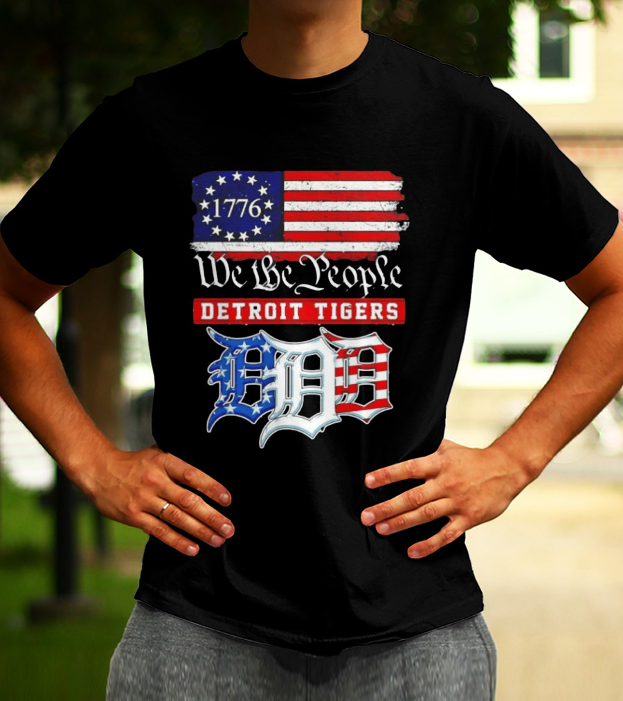 Detroit Tigers MLB 1776 We The People 250th Anniversary American Flag USA Baseball T-Shirt