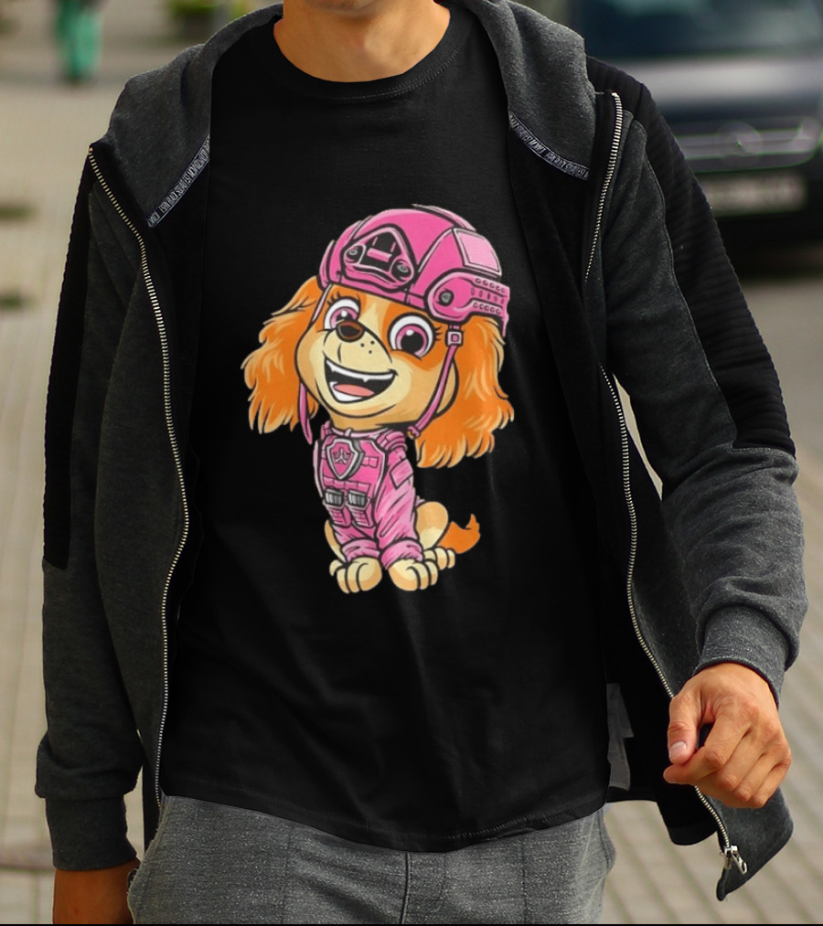 Paw Patrol Skye Air Rescue Pup In Pink Helmet And Suit T-Shirt
