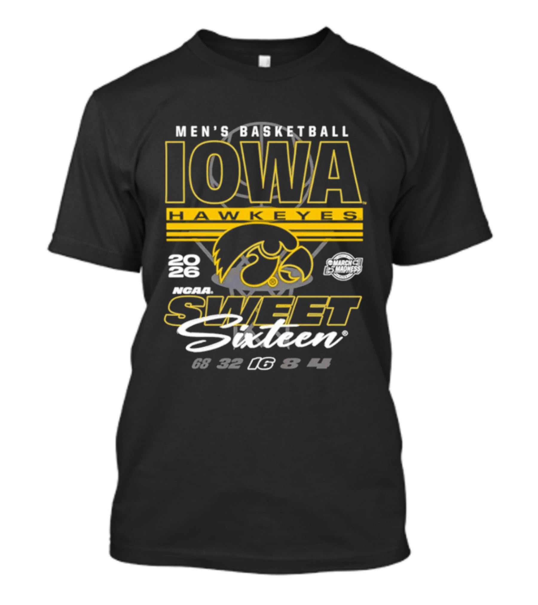 Men's Basketball Iowa Hawkeyes 2026 NCAA Sweet Sixteen Bound T-Shirt