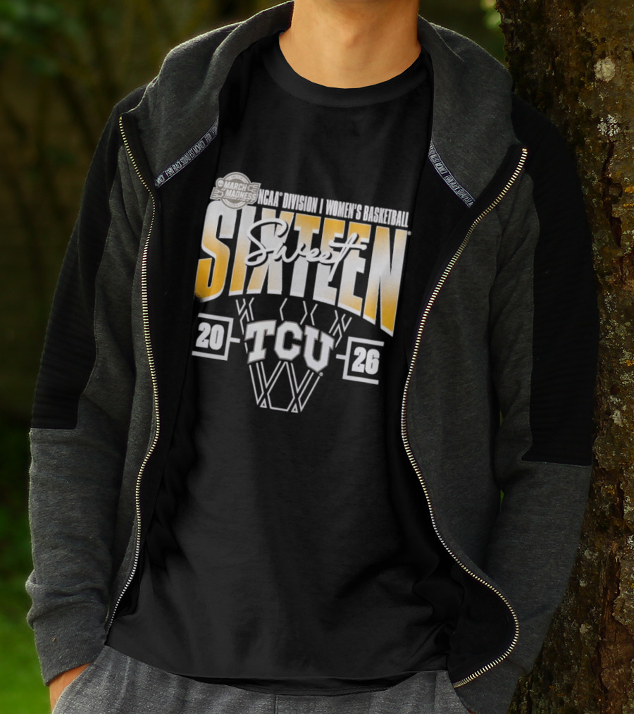 March Madness 2026 TCU Horned Frogs NCAA Women's Basketball Sweet Sixteen T-Shirt