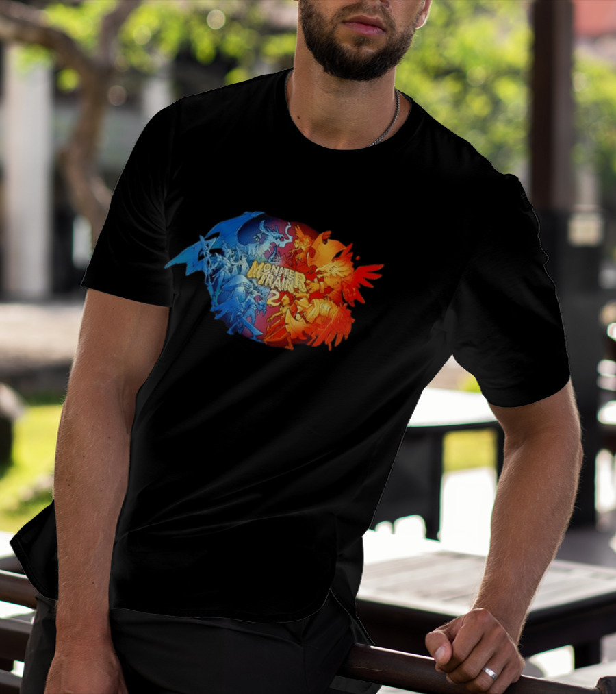 Monster Train 2 Blue Dragon Vs Red Phoenix Battle T-Shirt