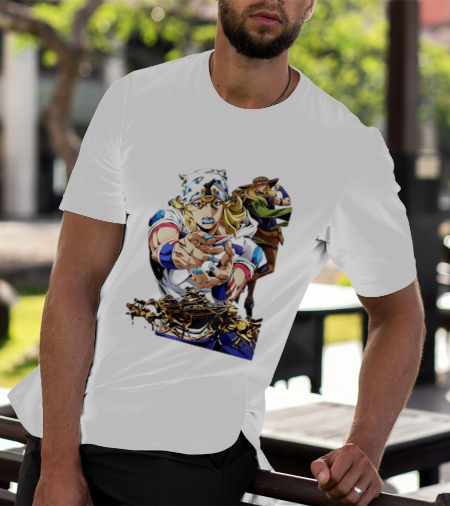 Steel Ball Run JoJo's Bizarre Adventure Gyro Zeppeli And Johnny Joestar Anime Characters T-Shirt