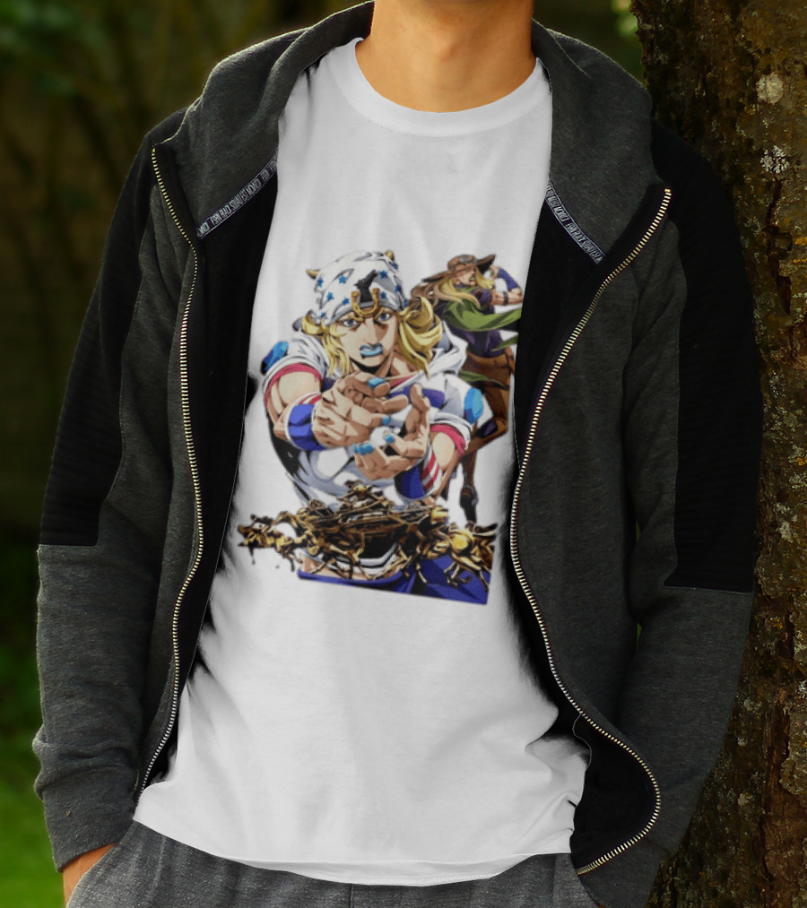 Steel Ball Run JoJo's Bizarre Adventure Gyro Zeppeli And Johnny Joestar Anime Characters T-Shirt