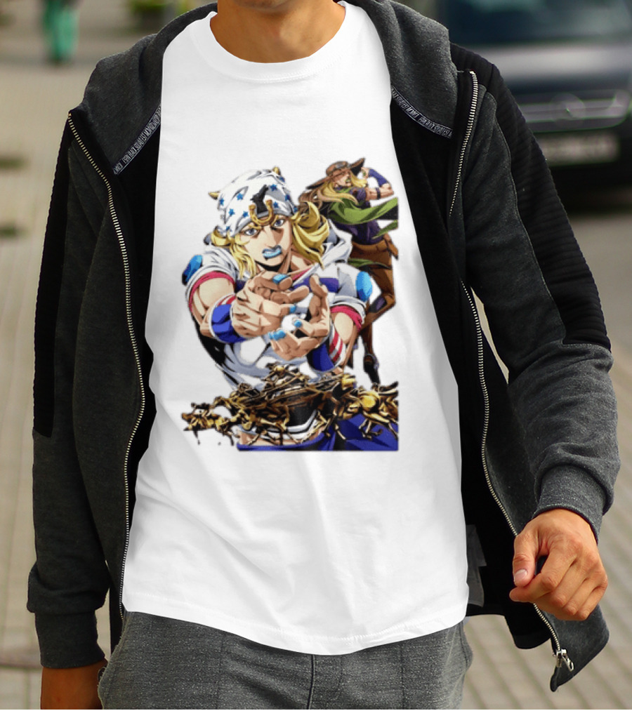 Steel Ball Run JoJo's Bizarre Adventure Gyro Zeppeli And Johnny Joestar Anime Characters T-Shirt