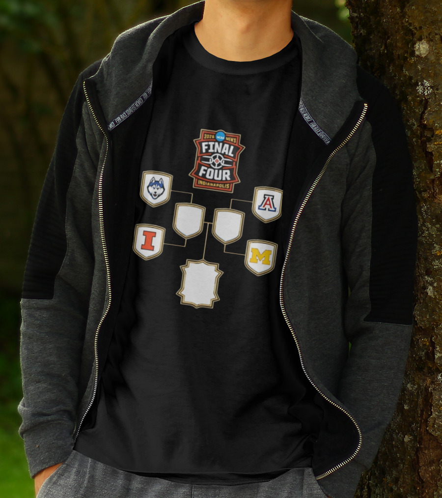 2026 NCAA Men's Final Four Indianapolis UConn Arizona Illinois Michigan Basketball Bracket T-Shirt