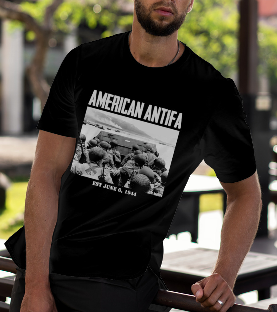American Antifa Est June 6 1944 D Day Historical Reference T-Shirt