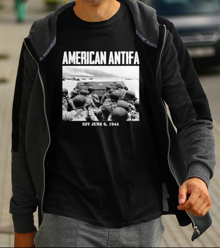 American Antifa Est June 6 1944 D Day Historical Reference T-Shirt